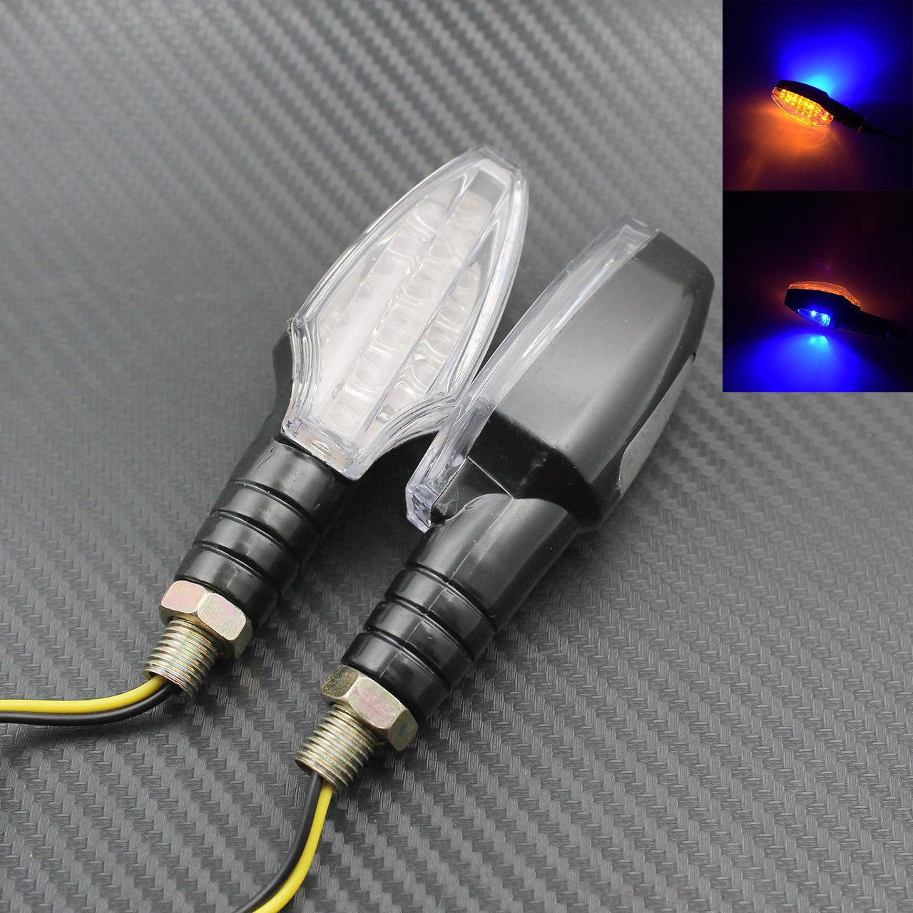 Waterproof 12V Indicator Blinker Flash LED Turn Signal Light BlueAmber Lamp