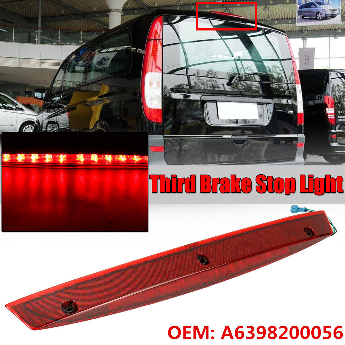 The red-lensed taillight (3rd rear brake light) is applicable to the for Mercedes-Benz Vito Viano W639 2003+