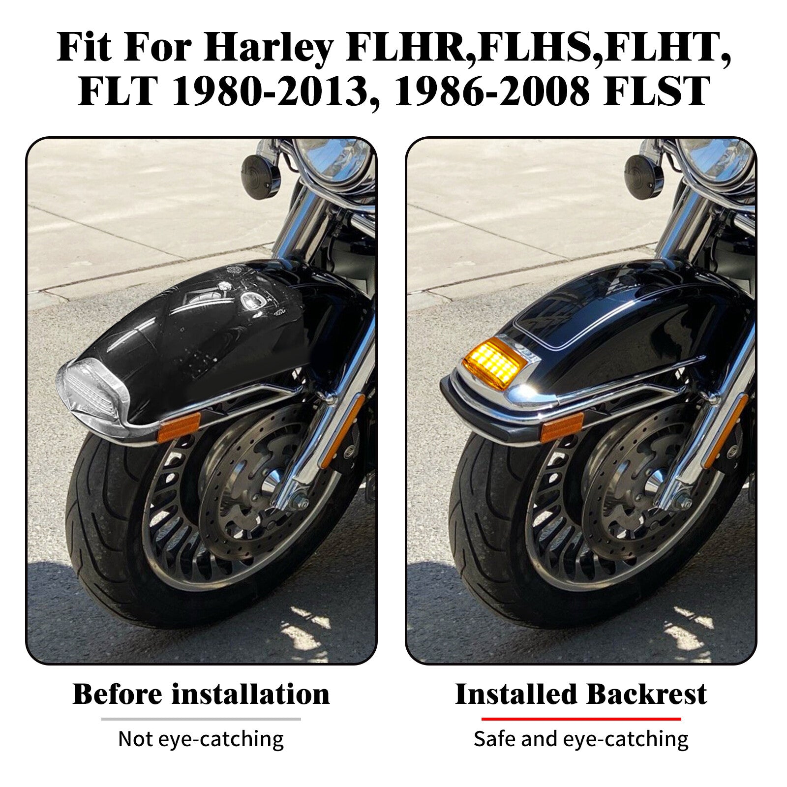 Front Fender w/ Amber Lens Tip LED Light for Harley Electra Road Glide Softail