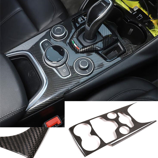 Real Carbon Fiber Console Gear Shift Panel Cover for Alfa Romeo Giulia 2020-2022