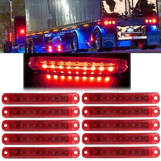 10x Red 9 LED Sealed Side Marker Clearance Light Fit Car Truck Trailer Lorry