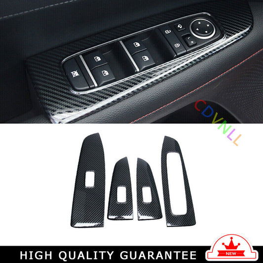 Glass Window Lifting Lock Panel Trim for Kia K3 Forte 19-22 Steel Carbon Fiber