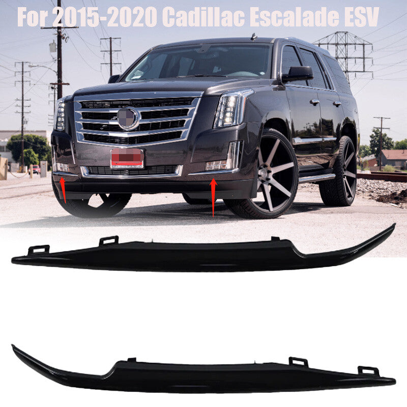 Gloss Black Front Bumper Trim Set For 2015-2020 for Cadillac for Escalade ESV