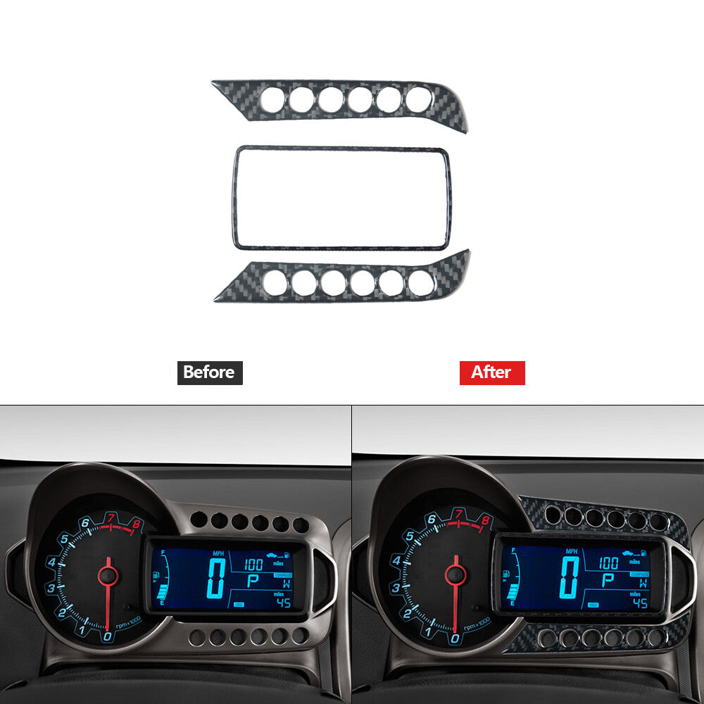 3Pcs Carbon Fiber Speedmeter Accent Cover Trim for Chevrolet Sonic 2012-2016