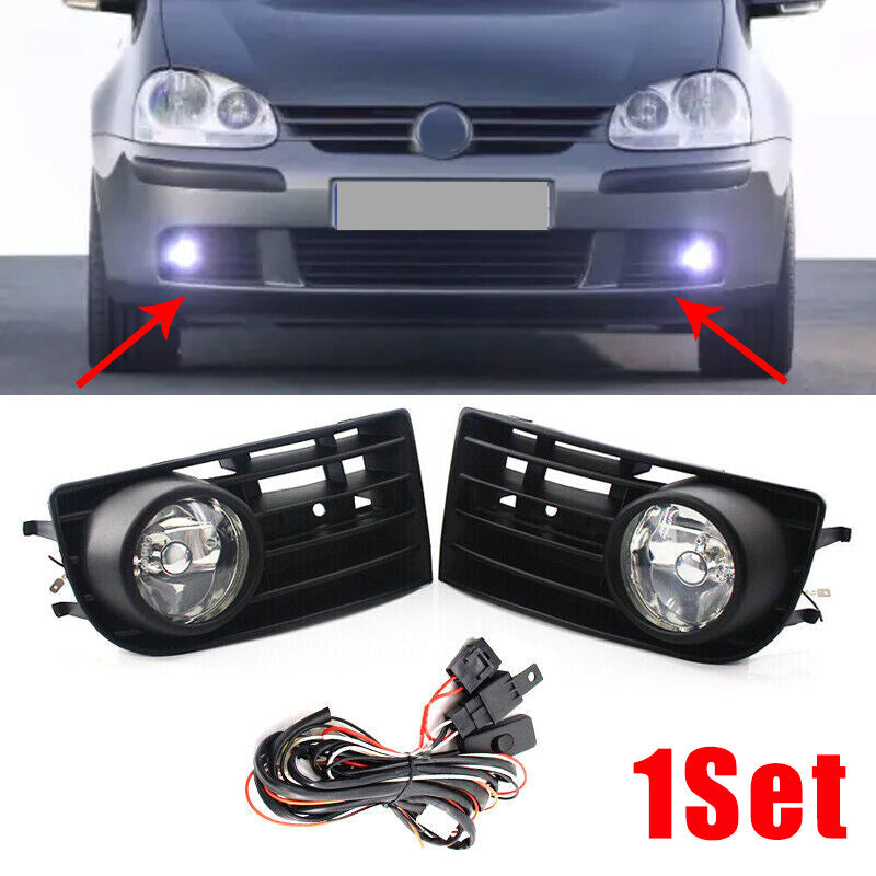 1 Set Led Fog Lights Lamps Grille for VW for Golf 5 Mk5 Rabbit 2003-2009