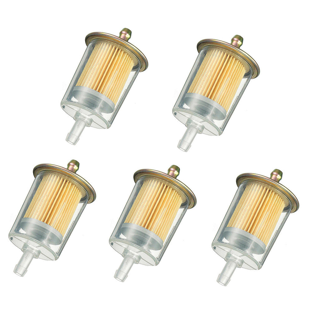 5-piece universal transparent 5/16-inch 8mm inline gas fuel filter separator tank hose pump