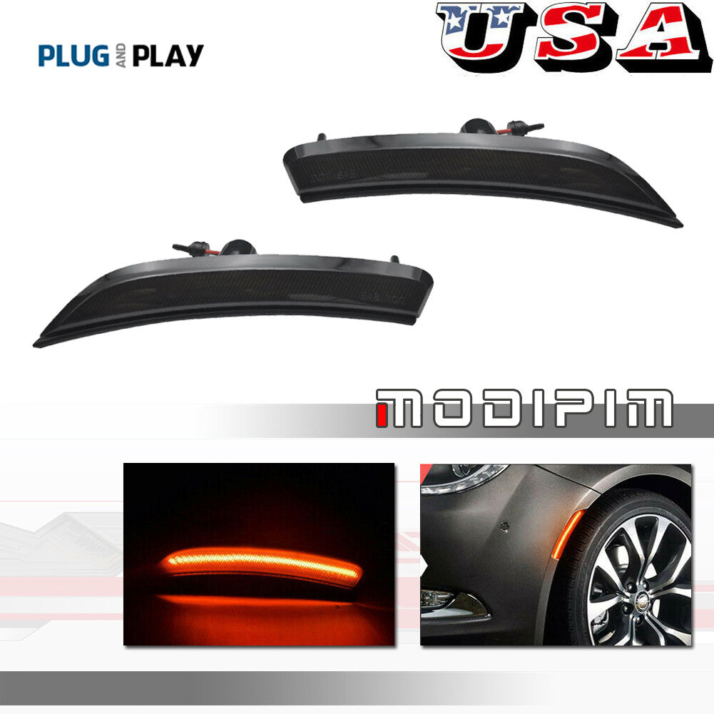 Two side marker corner LED amber indicator lights for 2015, 2016, and 2017 for Chrysler 200
