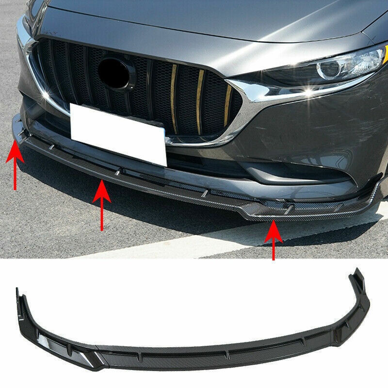 for Mazda 3 Axela 2019-23 Carbon Fiber ABS Front Bumper Lip Chin Spoiler Cover3