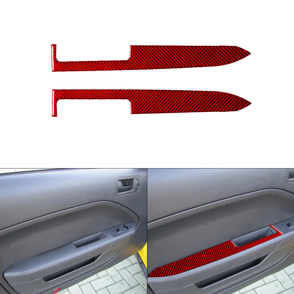 Red Carbon Fiber Interior Door's Panel Cover Trim for Ford for Mustang 2005-2009