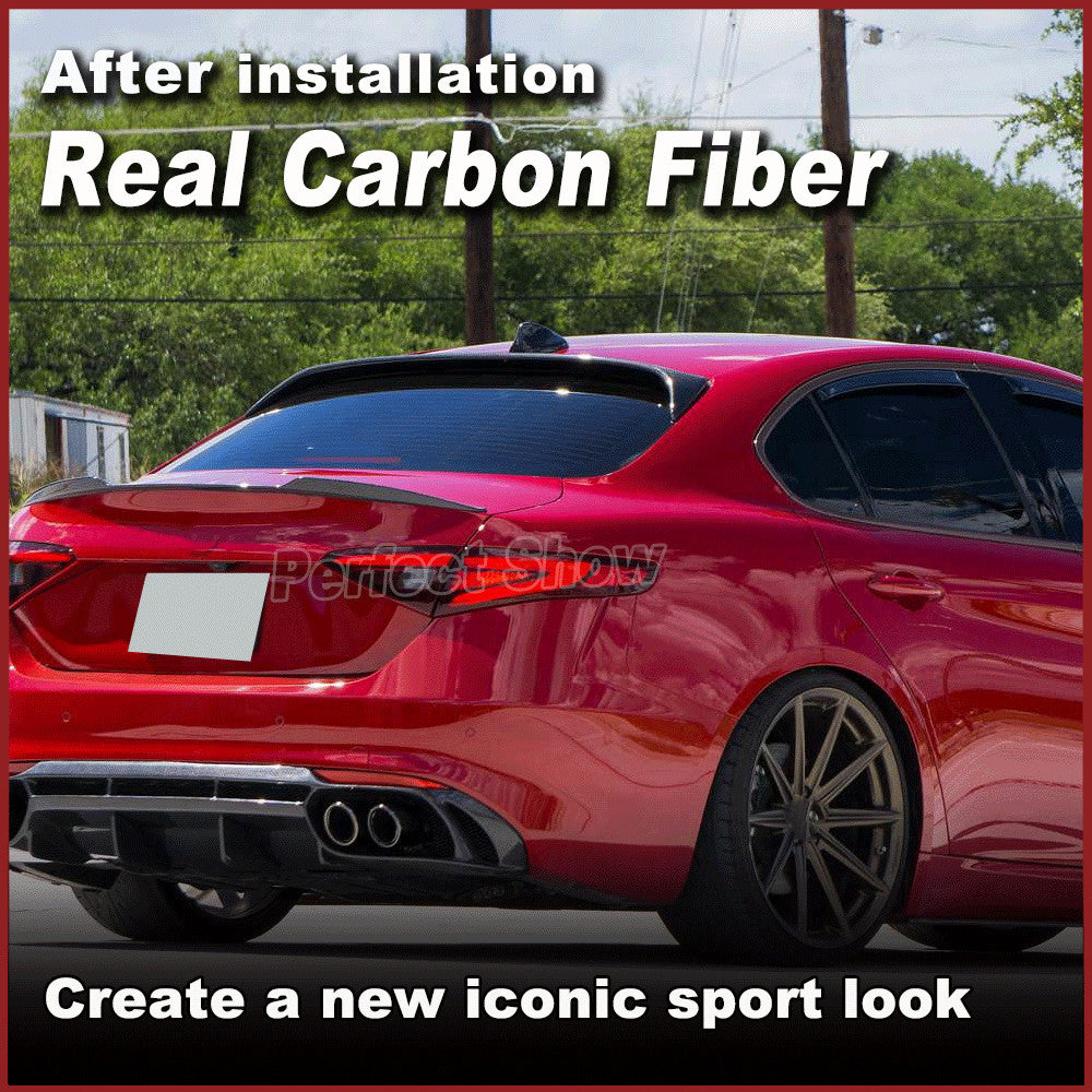 for Alfa Romeo Giulia Sedan 2017-2021 REAL CARBON Rear Roof Spoiler Window Wing