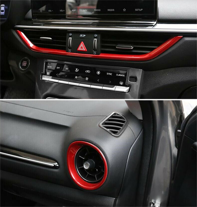 for Kia Forte/K3 2019-2021 Red Dash Middle Console Air Outlet Vent Cover Trims