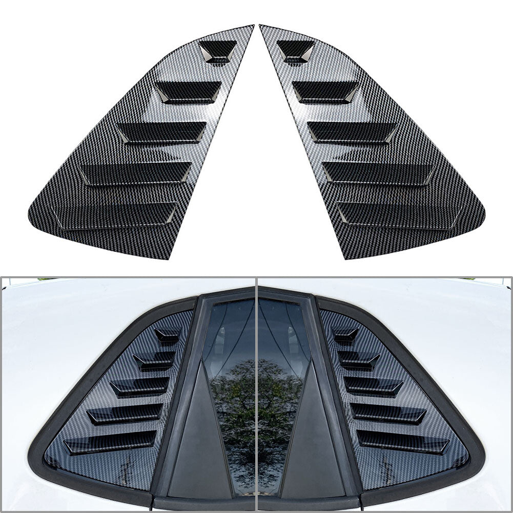 Rear Side Window Louver Vent Trim Cover 2PCS for VW Polo MK6 2018+ Carbon Fiber