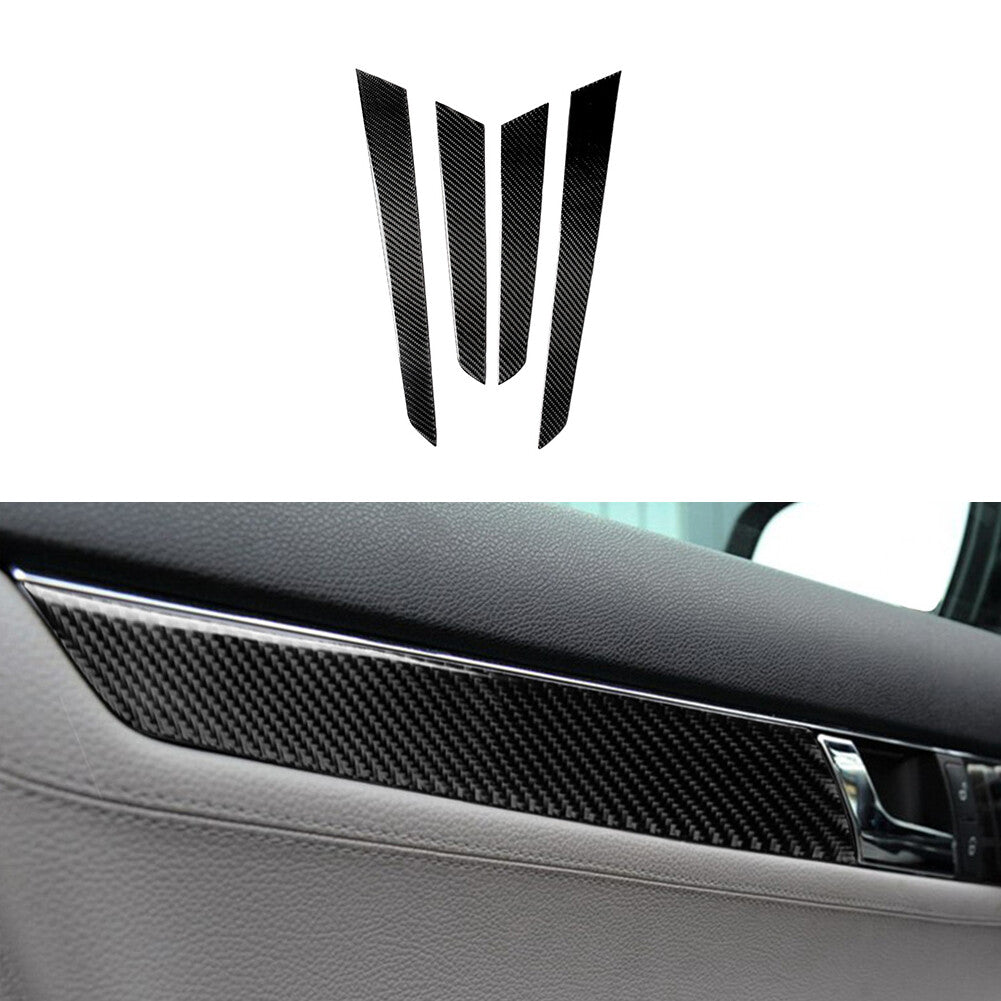 4Pcs Carbon Fiber Door Panel Cover Trim for Mercedes-Benz C Class W204 2007-2013