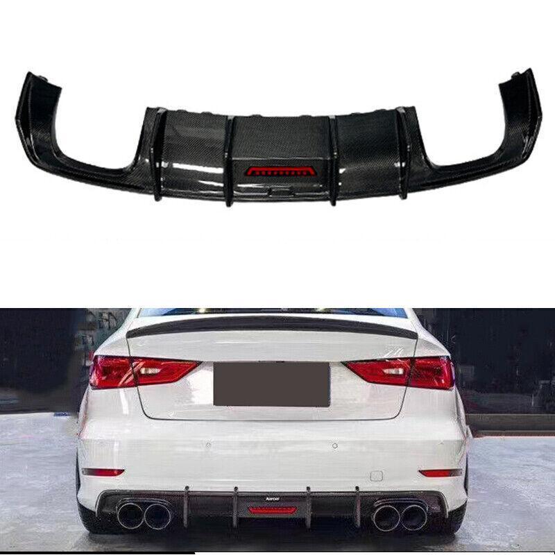 Carbon fiber rear diffuser and boiler lip for Audi S3, A3, and Sline Sedan 2013-2016