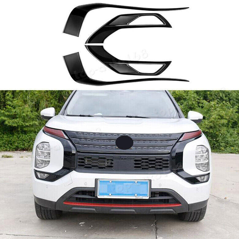for Mitsubishi Outlander 2022-2024 Black Front Grille Both Side Accessory Covers