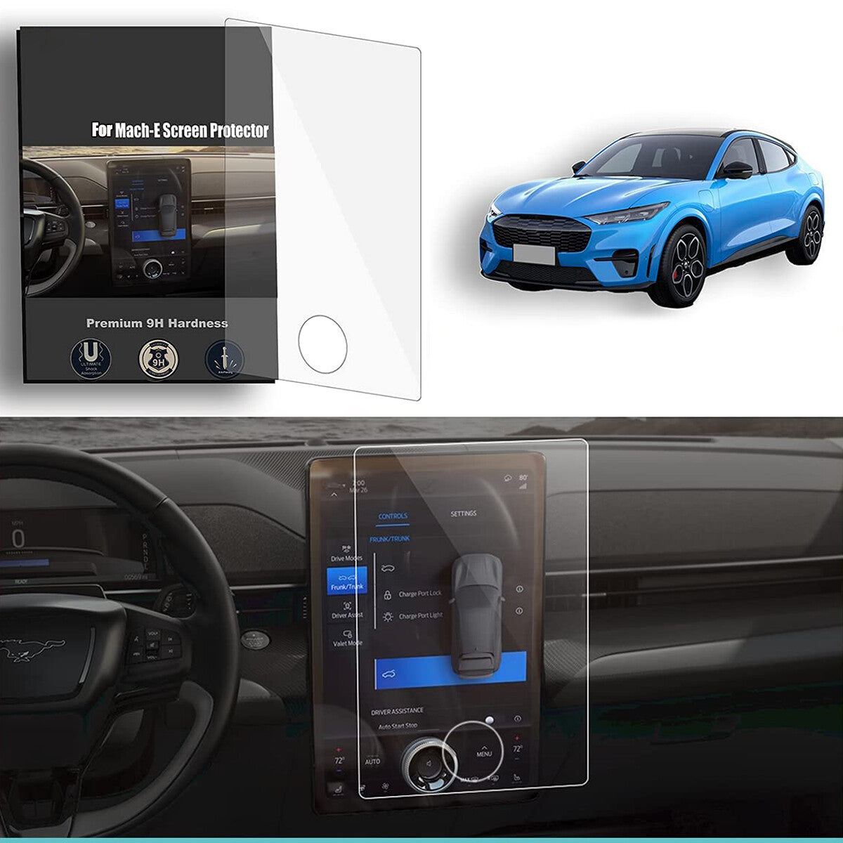 Screen protector, transparent high-definition tempered glass, GPS accessory for Mustang Mach-E