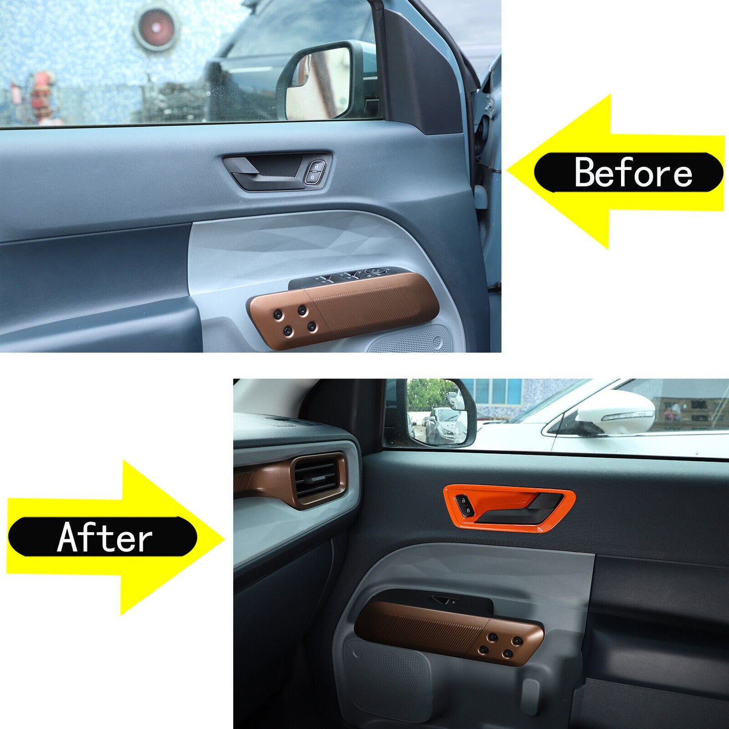 Fit for Ford Maverick 2022-2023 Orange ABS Inner Door Handle Bowl Cover Trim 4PC