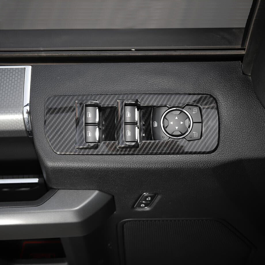 Car window lift switch cover trim for Ford F150 15-20 accessories, carbon fiber.