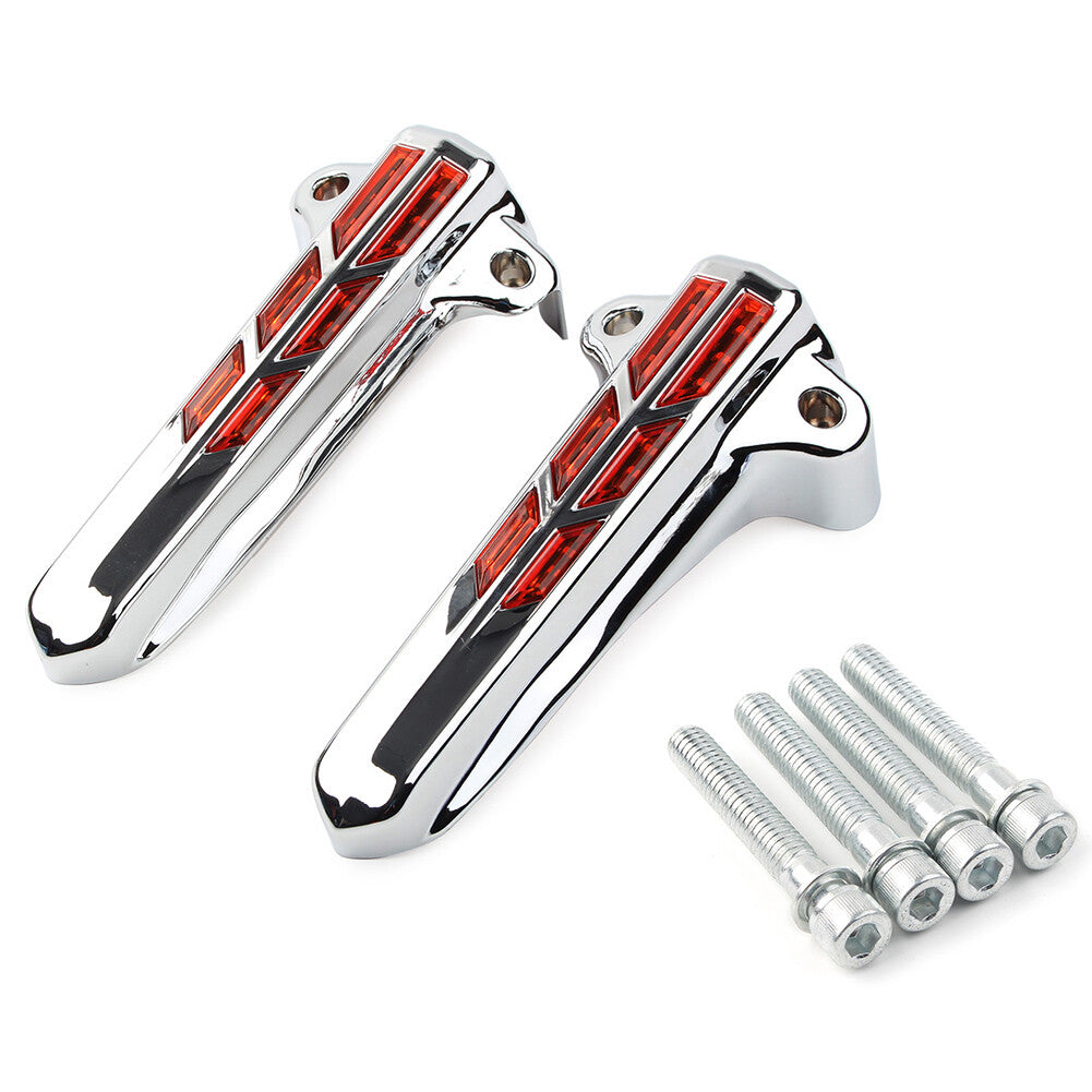 Front Lower Fork Leg Covers LED Light for Harley FLHR FLHTK FLHX Chrome-Yellow
