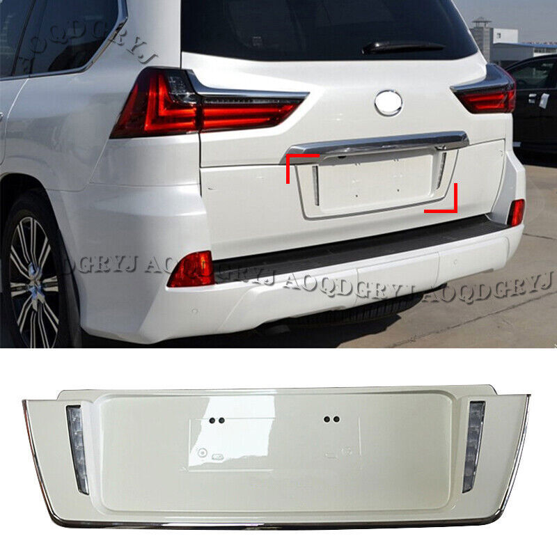 for LEXUS LX570 2016-2021 TRD Style W/ LED Pearl White Rear License Plate Cover