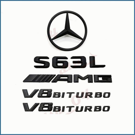 S63L AMG V8 BITURBO+W222 rear star matte black badge for Mercedes S-Class