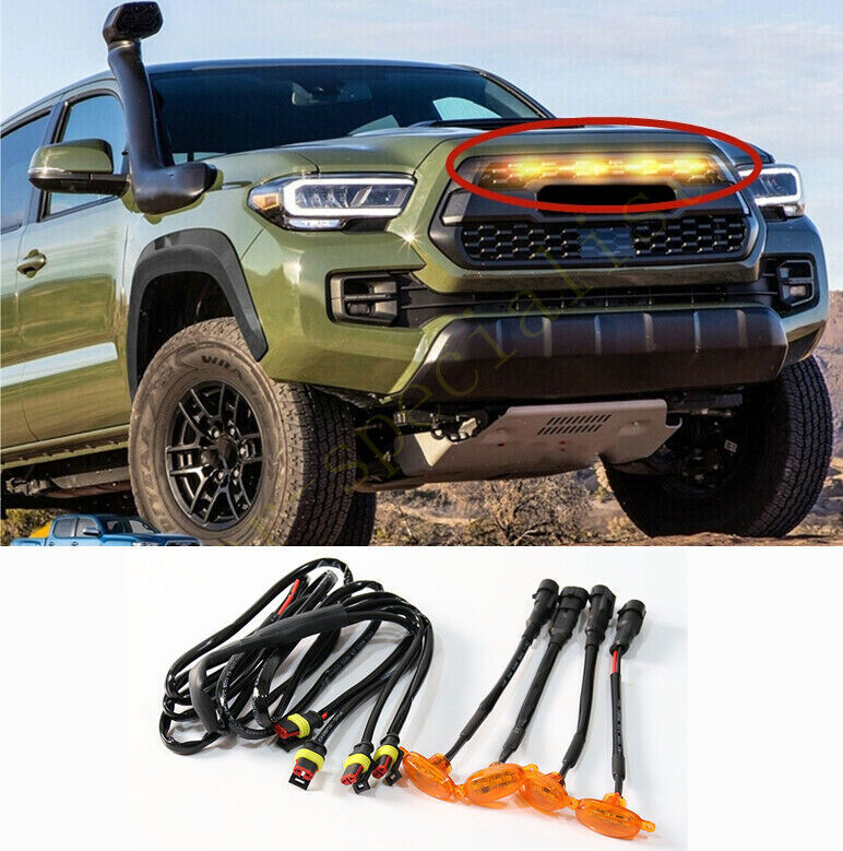 for Toyota Tacoma 2016-2024 yellow Style Front Grill LED Marker Light Kit