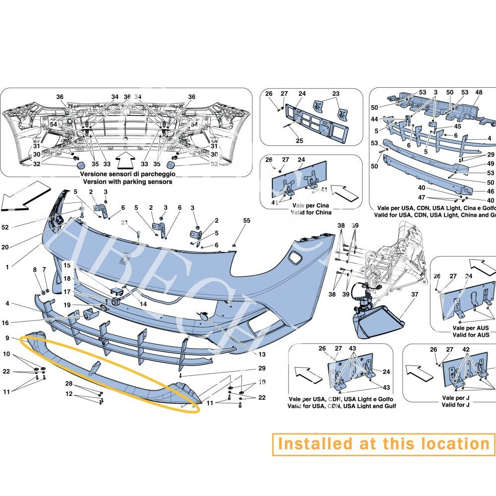 for Ferrari F12 Berlinetta front bumper spoiler, equipment manufacturer : 84363910
