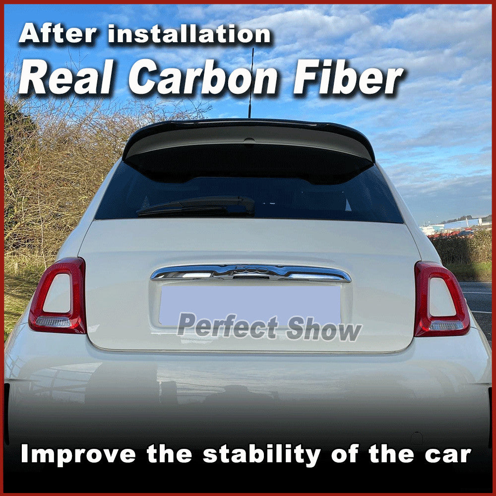 for FIAT 500 for Abarth 595 2010-2020 Real Carbon Fiber Rear Roof Trunk Spoiler Wing