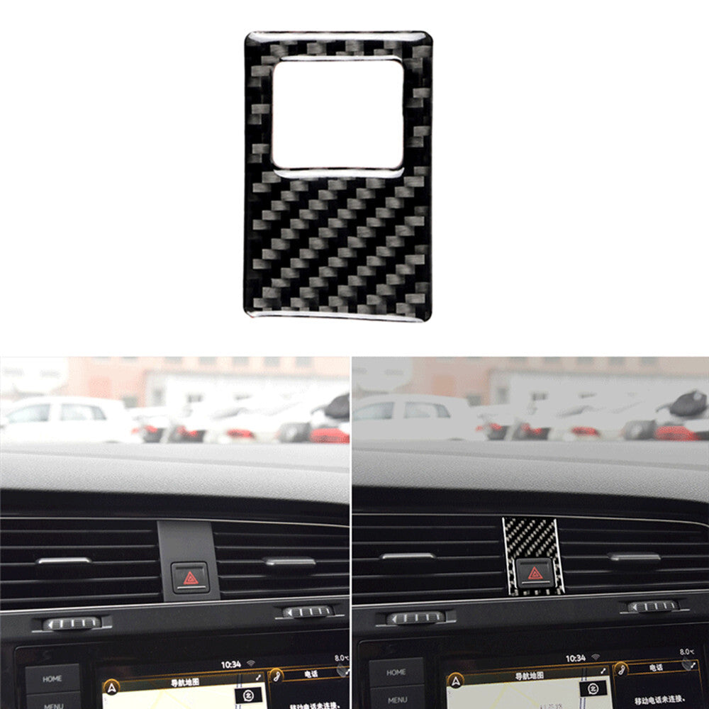 Carbon Fiber Interior Warning Light Frame Cover Trim for VW for Golf MK7 2013-2017