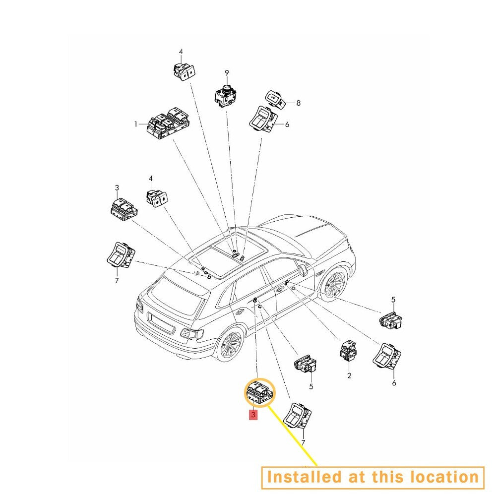 Equipment Manufacturer ( ) for Bentley for Bentayga power window lift switches: 36A959855A