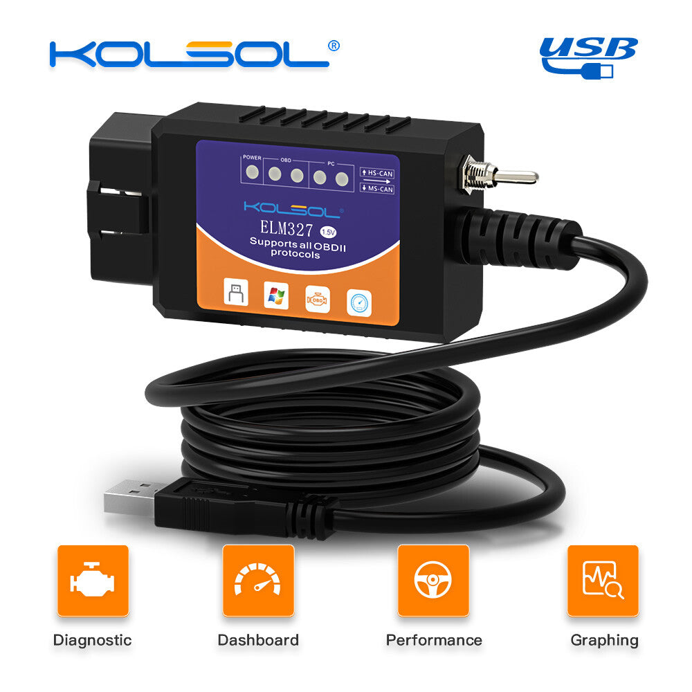 New OBD2 Scanner Adapter ELM327 for Ford ELMconfig Forscan OBDII USB Diagnostic
