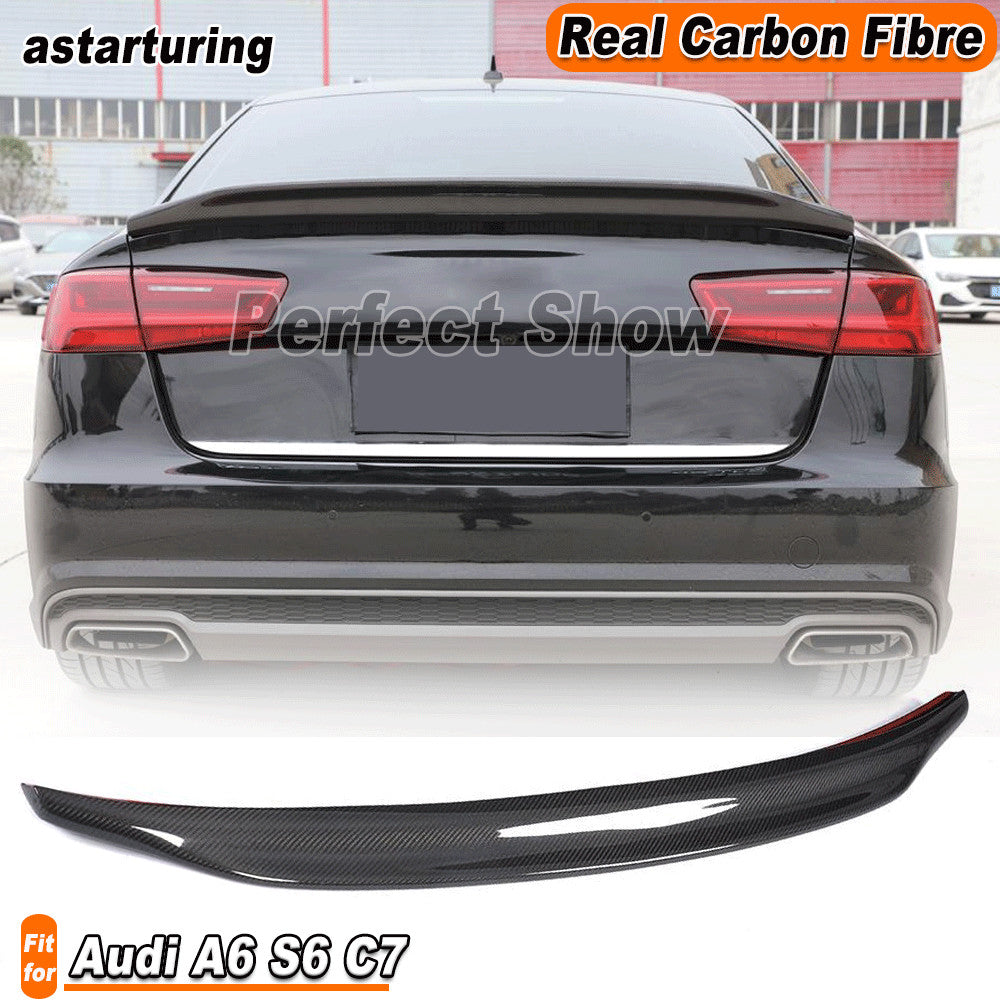 Fit for Audi A6 S6 C7 Sedan 12-18 REAL Carbon Fiber Rear Trunk Spoiler Wing Lip