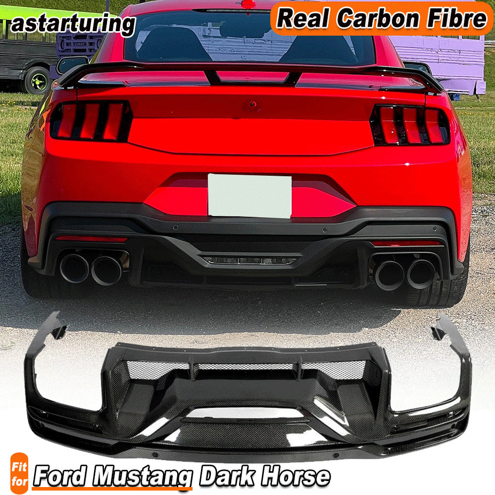 for Ford for Mustang Dark Horse 2024UP Real Carbon Rear Bumper Diffuser Lip Spoiler