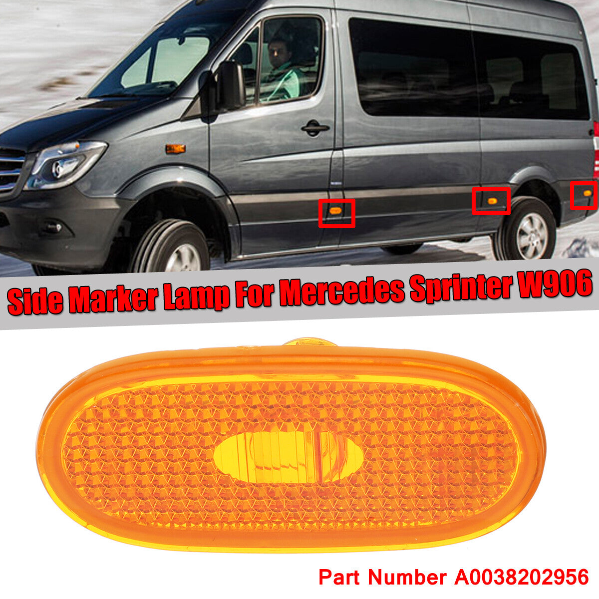 Marker Light Amber Lens Replacement for Mercedes-Benz Sprinter W906 2006