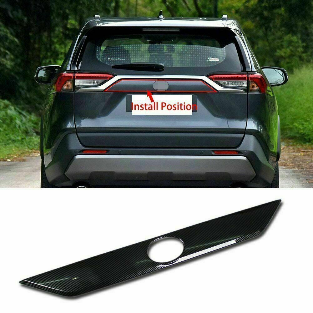 for Toyota RAV4 2019-2024 Carbon Fiber Style Rear Trunk Tailgate Lid Cover Trim