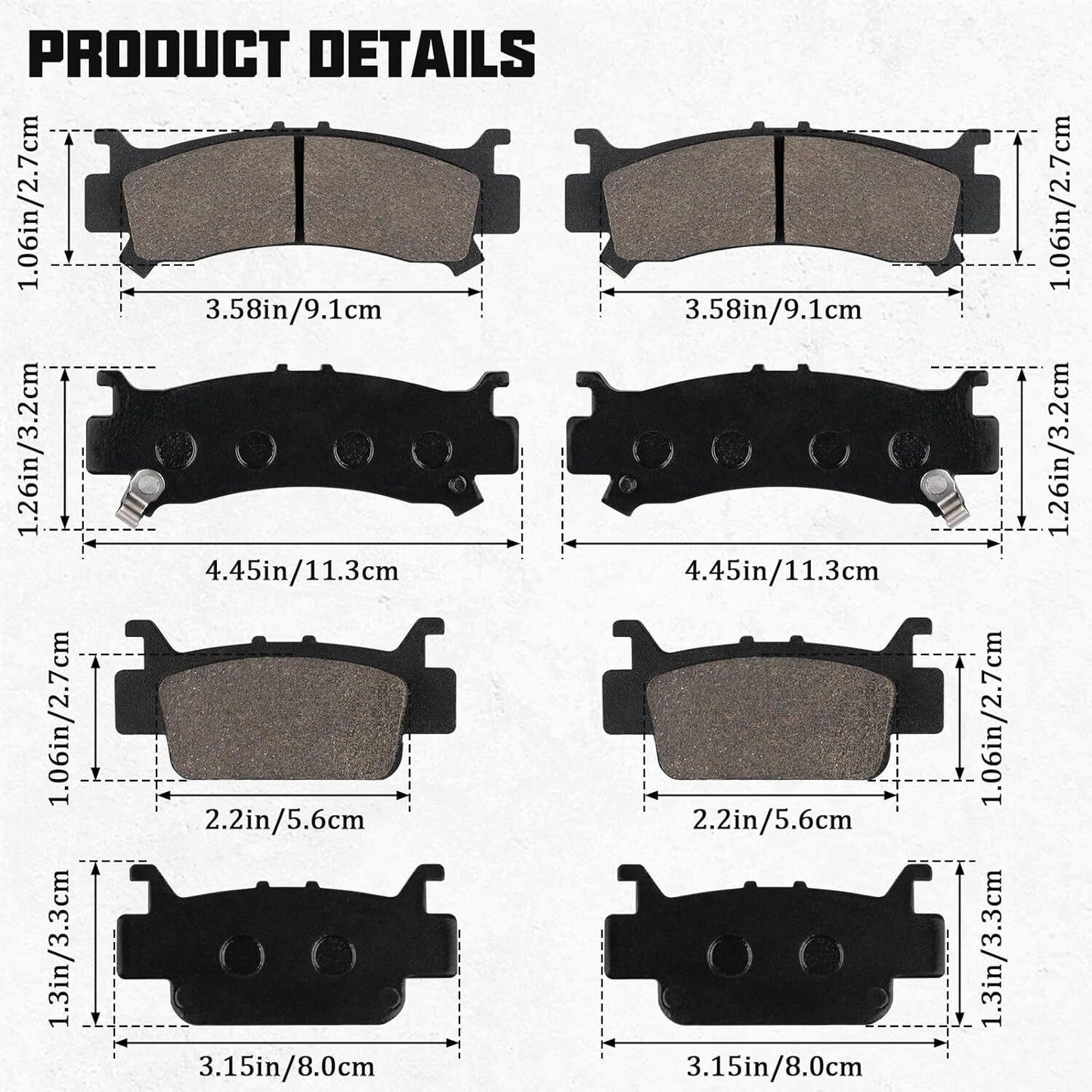 Brake Pad for Honda Talon 1000R 1000X SXS Replace 06451-HL4-A01 06452-HL4-A01