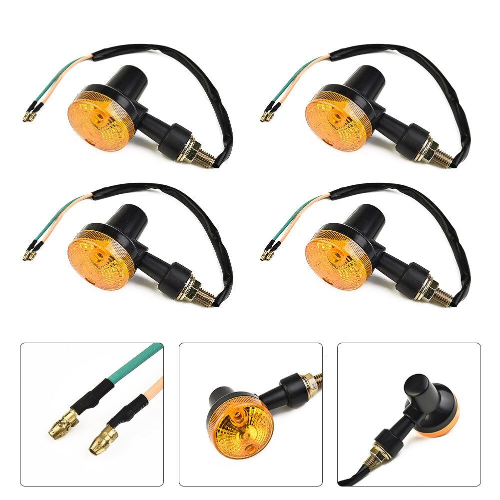 4pcs Indicator Lamp 12V Turn Signal Amber Lens Motorcycle Turn Signal Lights Set