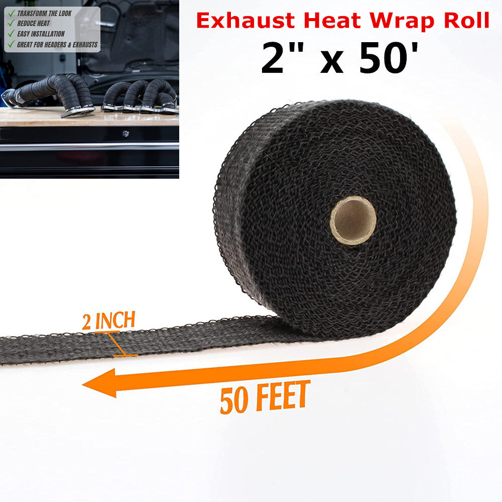 50-foot motorcycle/car black exhaust pipe tape with fiberglass heat-wrapped roller