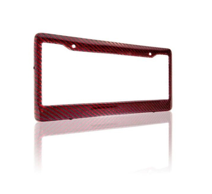Car license plate frame cover, rear trunk boot, red carbon fiber, suitable for Mercedes-Benz