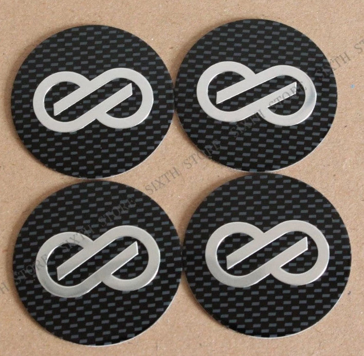 4-piece pack of Enkei carbon edge stickers, wheel center stickers, wheel hub stickers, logos, 56mm