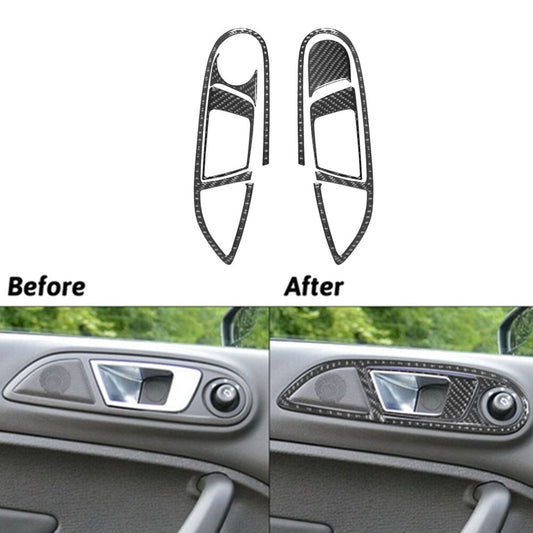 6x Carbon Fiber Interior Front Door Handle Cover Trim for Ford Fiesta 2011-2015