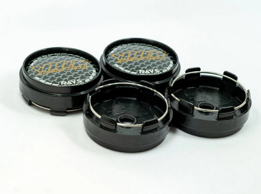 4-Piece Set of 66mm Volk Racing Black Wheel Center Hub Cap Badge Decals