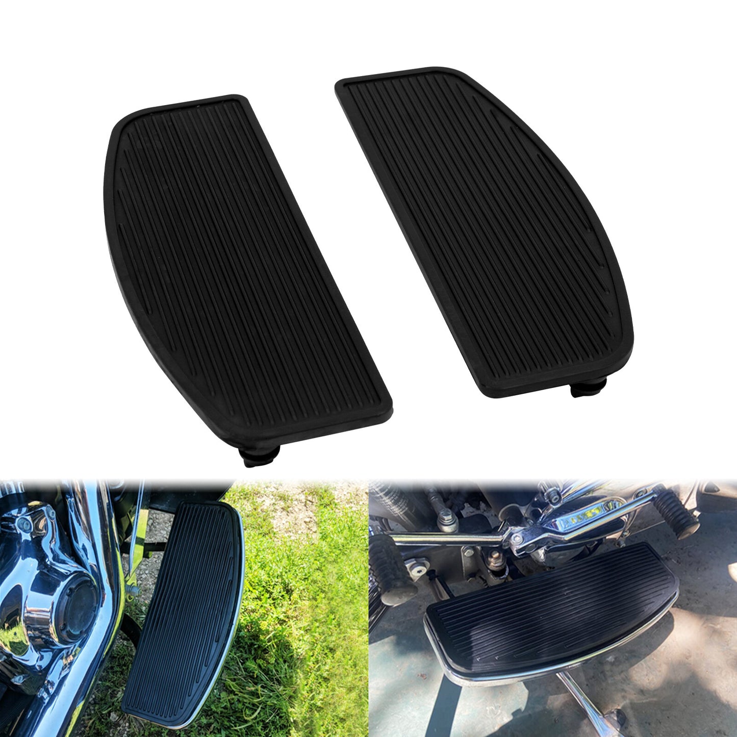 Front Driver Rubber Insert Floorboards Pads for Harley Electra Road Glide Dyna