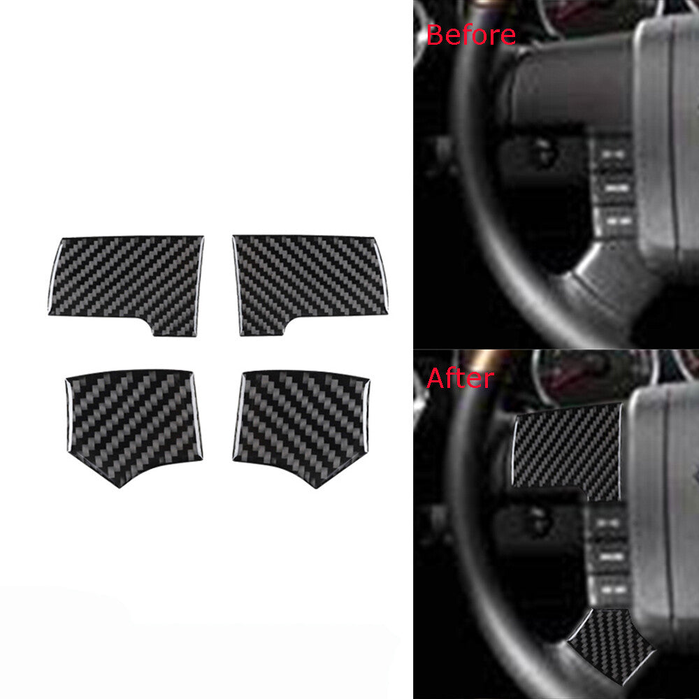 4Pcs Carbon Fiber Steering Wheel Button Accent Trim Cover for Ford F150 2004-08