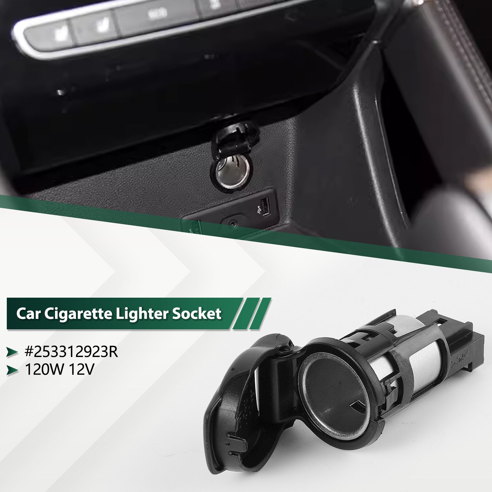 Car Power Socket 253312923R 120W Auto Cigarette Lighter Replace For Megane Koleo