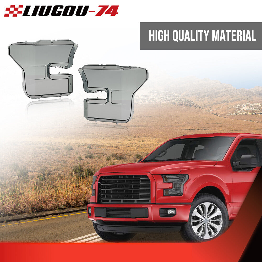 Suitable for 15-17 year old for Ford F-150 headlight lens smoke cover LH+RH side