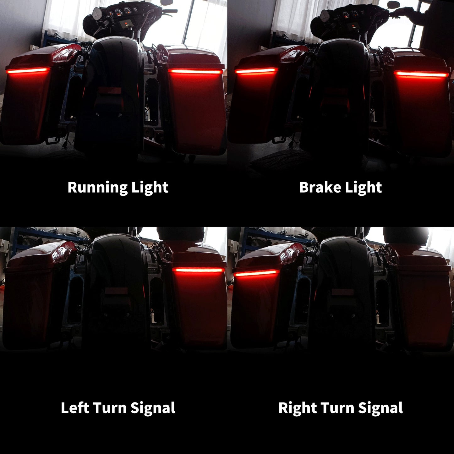 Saddlebag Brake Turn Signal LED Light Red Lens for Harley Electra Road Glide 14+