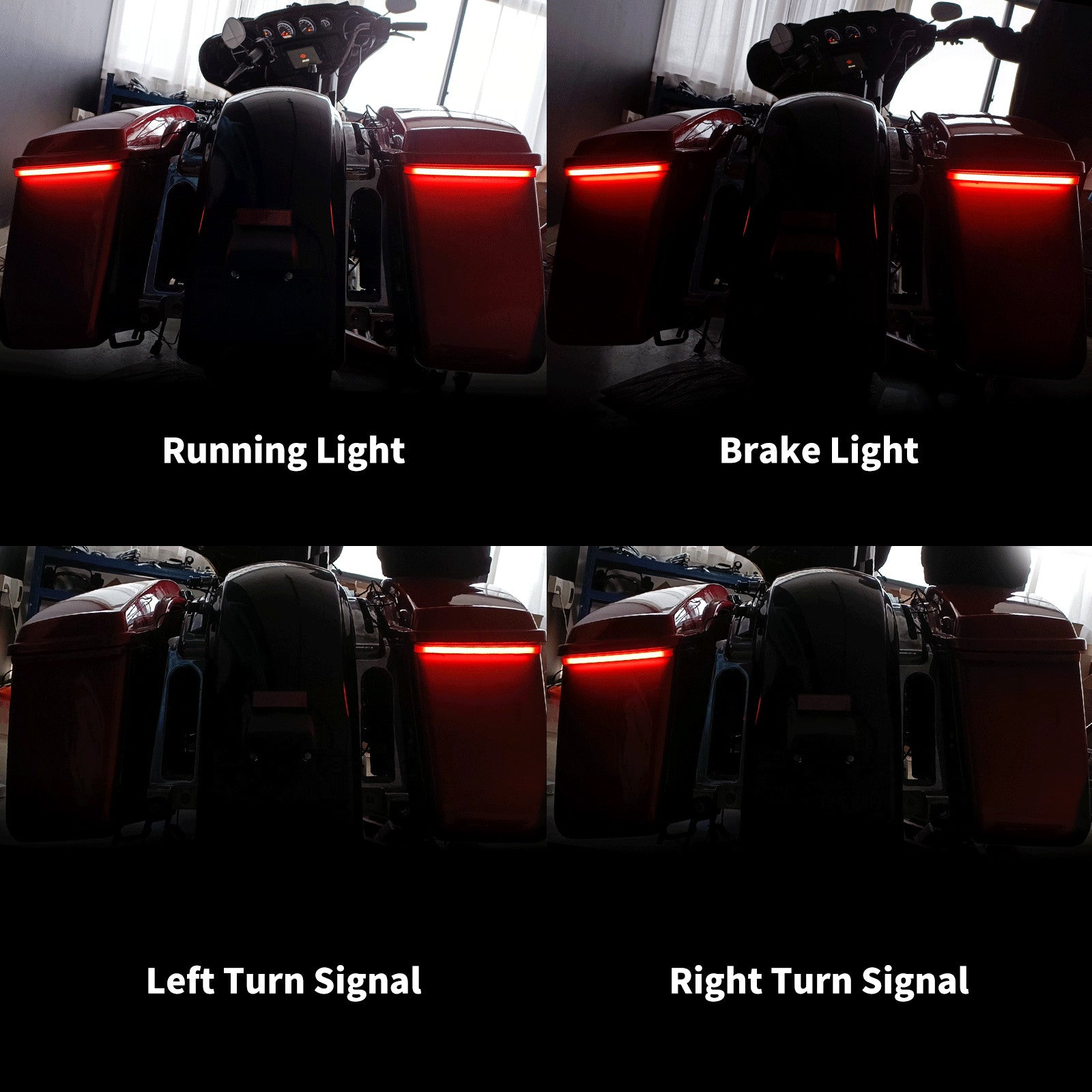 Saddlebag Brake Turn Signal LED Light Red Lens for Harley Electra Road Glide 14+