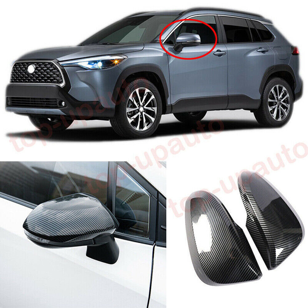 for Toyota for Corolla Cross 2020-2023 Carbon Side Rearview Mirror Cover Trim Caps
