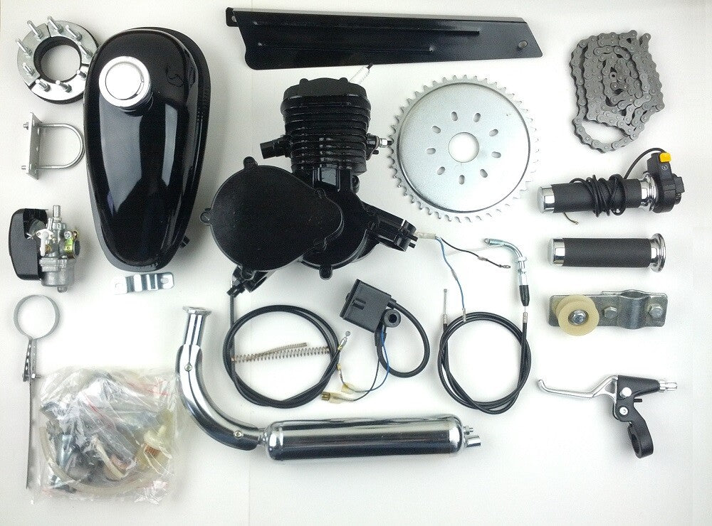 Black 80cc Petrol Gas Motor Engine for Bike Bicycle Motorized 2 Stroke Kit Set